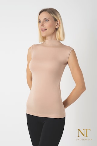 Nt Underwear Kadın Bambu Balıkçı Yaka Sıfır Kol Body Hafif, Rahat Ve Şık Ten