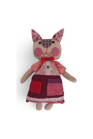 Kedi Hanım Patchwork Benekli Kulak Bez Bebek Patchwork