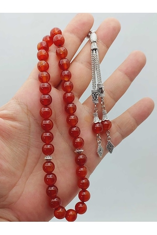 Yemen Akik Taşı Tesbih 33lük 8mm 55998 Çok REnkli