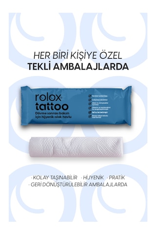 Rolox Tattoo - 50 Paket - Dövme Sonrası Bakım Için Hijyenik Islak Havlu