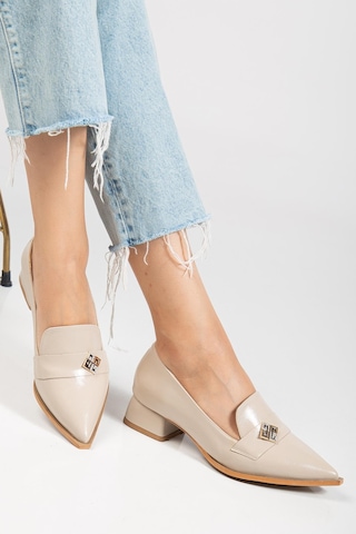 Suins Shoes Suins Premium Melinka Model Kadın Orta Topuklu Siyah Kahve Bordo Ayakkabı Ten