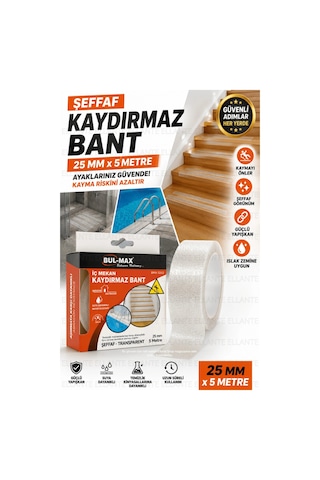 Şeffaf Kaydırmaz Bant 25 Mm X 5 Metre Kendinden Yapışkanlı Merdiven Banyo Havuz Kaydırmaz Güvenlik B