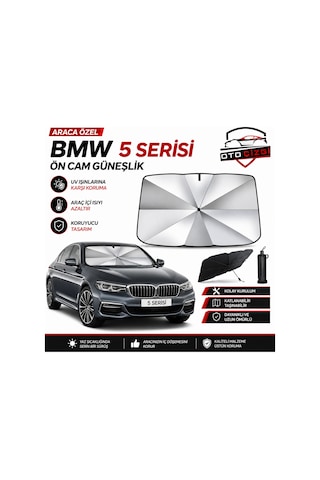 Bmw 5 Serisi Şemsiye Tip Ön Cam Güneşliği Katlanabilir Uv Korumalı Araç Cam Güneşlik