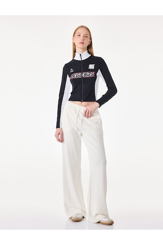 Koton Pamuklu Slim Fit Fermuarlı Uzun Kollu Dik Yaka Tişört Lacivert 7wal10130ık