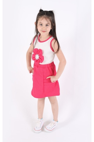 Aden Kids Kız Çocuk Etekli Alt Üst Takım Fuşya