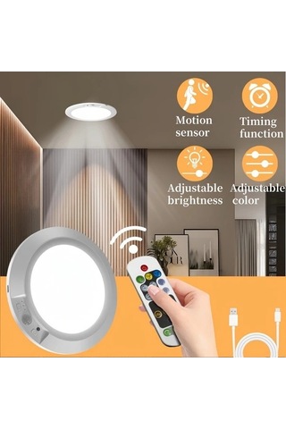 Fastbuy Uzaktan Kumandalı Hareket Sensörlü Tavan Lambası - 5 Parlaklık Seçeneği Ve 3 Renk