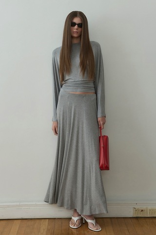 Suud Collection Gri Sophia Yarasa Kol Bluz