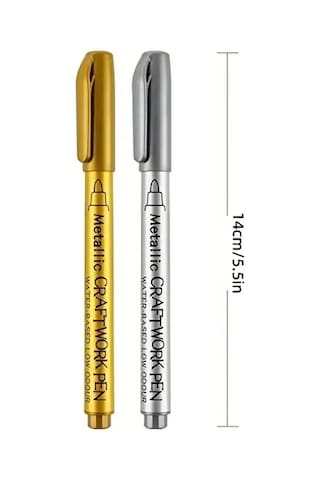 Altın-gümüş Metalik Marker Kaligrafi Kalemi, Cam Kalemi, Davetiye, Süsleme, İmza, Bardak Yazı-2 Ad