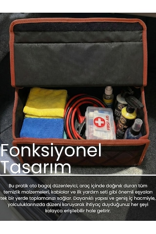 Araç Bagaj Düzenleyici Organizer Tay Tüyü Kaymaz Cırt Bantlı Geniş Hacimli Çanta A4