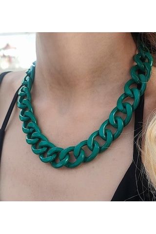 KOYU YEŞİL KALIN ZİNCİR KOLYE-ZİNCİRKOL17 Altın