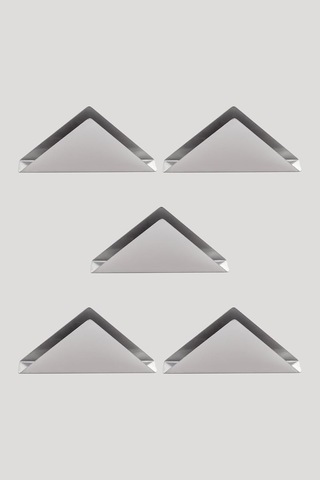 5'li - Paslanmaz Çelik Üçgen Peçetelik Seti - Masaüstü Dekoratif Üçgen Peçetelik - 18 X 9 Cm Diğer