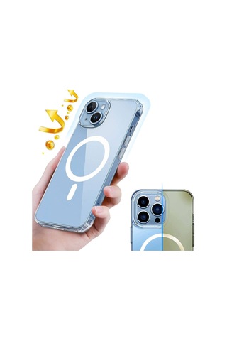 Apple Uyumlu iPhone 15 Kılıf Case, Transparent Hard Pc With Magsafe Charging Feature Cover