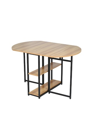 Nona Siyah Metal Açık Kahverengi Katlanır Yemek Masası