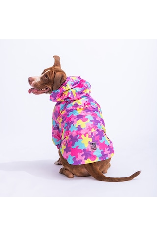 Pawstar Rosea Camouflage Fileli Orta ve Büyük Irk Köpek Montu Yağmurluk