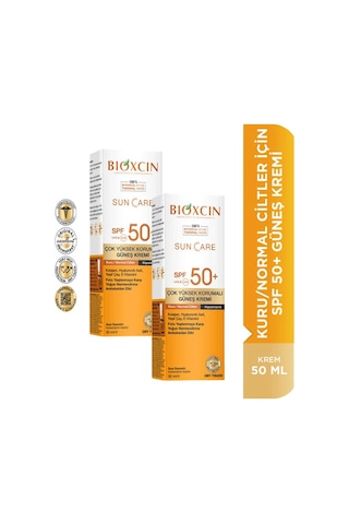 Bioxcin Sun Care SPF 50+ Kuru ve Normal Ciltler İçin Yüksek Korumalı Güneş Kremi 2 x 50 ML
