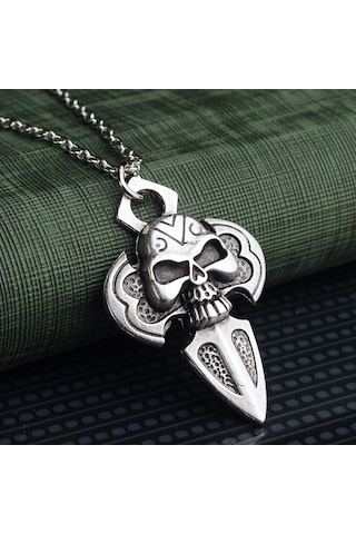 Skull Head Ok Ucu Kuru Kafalı Erkek Kolye Takı Aksesuar K24 T5