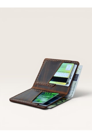 Kalkan Deri Crazy Leather Minimal Wallet Kahverengi