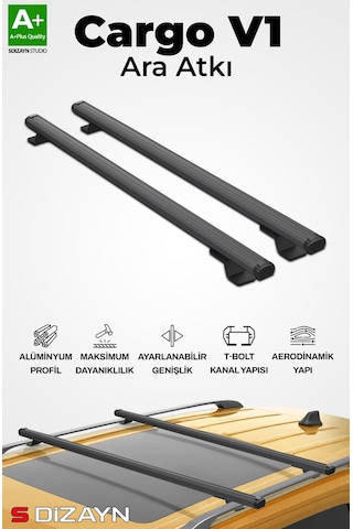 S-dizayn Mercedes C-class W203 Estate S-bar Cargo V1 Ara Atkı Tavan Taşıyıcı Barı Siyah 120 Cm 2000-2007 A+ Kalite