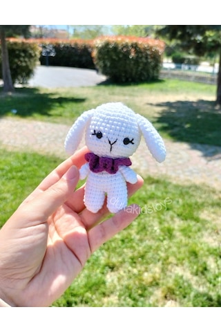 Mor Yakalıklı Beyaz Tavşan Anahtarlık Aksesuar Amigurumi Dukakids Mor Yakalıklı Beyaz Tavşan Anahtarlık Aksesuar Amigurumi Dukakids