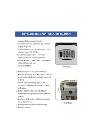 Temel Plastik Şifreli Anahtar Kutusu, Duvara Montajlı, Kapaklı Yedek Anahtar Saklama Kasası