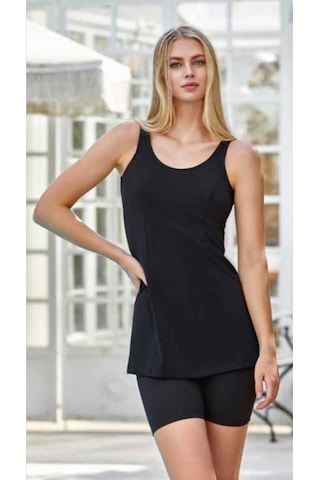 Lapıeno Kadın Düz Renk Askılı Kısa Şort Taytlı Mayo 3855 001