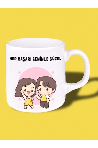 Başarı Seninle Güzel Baskılı Kupa Bardak Çok Renkli