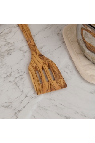Tivoli Zeytin Ağacı Delikli Spatula - Açık Kahverengi - 30 Cm Açık Kahverengi