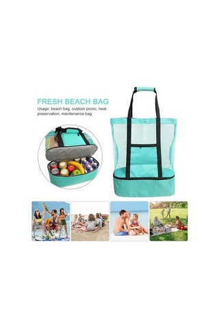 Termal Soğutuculu Taşınabilir Öğle Yemeği Çantası - Plaj, Kamp, Piknik Ve Günlük Kullanım İçin Pratik Tote Çanta Kadınlar İçin Şık Ve Fonksiyonel Yemek Saklama Çantası Yeşil