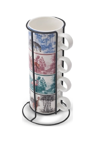 Karaca Jungle 5 Parça Standlı Çay Fincanı Seti 160 Ml