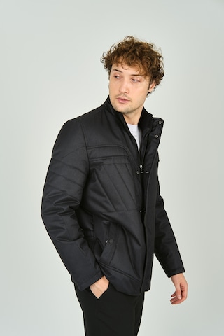 Lucas Erkek Hakim Yaka Fermuar Ve Çıtçıt Kapamalı Kaban 4784 Siyah Siyah