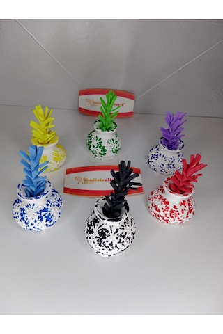 6 Adet Dekoratif Biblo Çiçekli Minik Vazo Takımı Çok Renkli