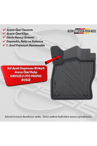 Seat Leon HB Paspas Araca Özel 2013 2020 BOSSE 3D Havuzlu Oto Paspas