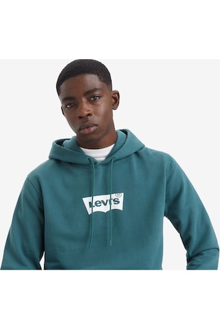 Levi's Erkek Oversize Kapüşonlu Sweatshirt - Günlük Kullanım Yeşil