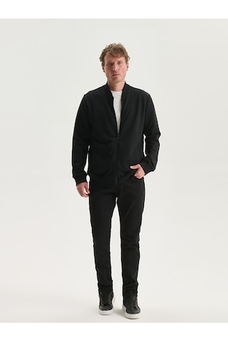 Lcwaıkıkı Basic Siyah Kolej Yaka Uzun Kollu Erkek Fermuarlı Sweatshirt