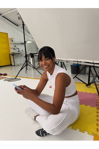 Dikişle Modellenmiş Spor Tayt Beyaz