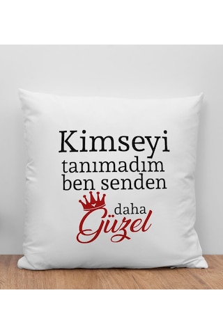 Bk Gift Kimseyi Tanımadım Ben Tasarımlı Beyaz Kırlent Yastık, Arkadaşa , Ev Dekorasyonu, Ev si-4 Bitmeyen135605 Bk Gift