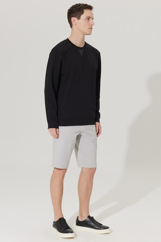AC&Co / Altınyıldız Classics Erkek Siyah Standart Fit Normal Kesim Bisiklet Yaka Sweatshirt Siyah