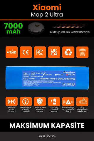 Xiaomi Mi Robot Vacuum-mop 2 Ultra Uyumlu Batarya 7000.mah