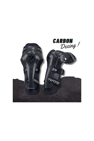 Motosiklet Lüx Dizlik Mafsallı Koruma Carbon Desenli Rahat Kullanım Motorcu Diz Koruyucu Siyah