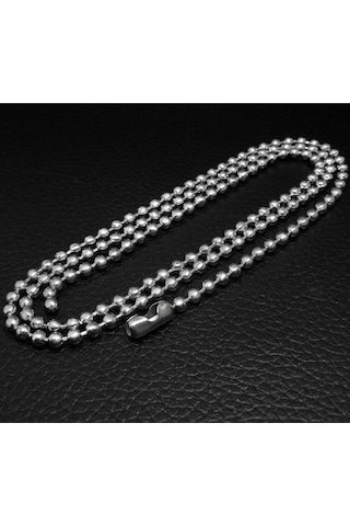 2mm Paslanmaz Çelik Top Boncuk Kolye Zincir 90 Cm Uzun Boy İnce Zincir Gümüş