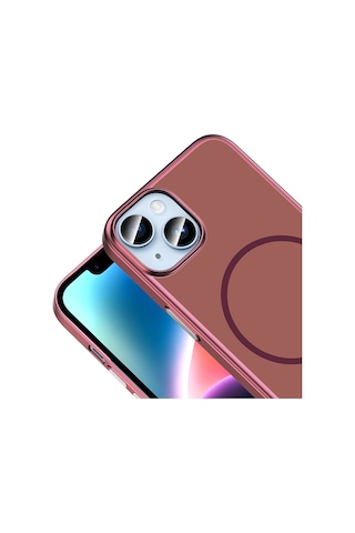 Apple iPhone Uyumlu 15 Kılıf M-safe Şarj Özellikli Zore Lora Pc Kapak - Mürdüm