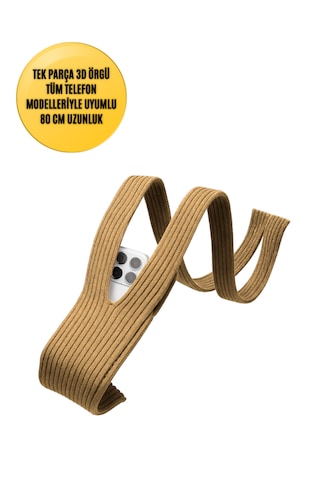 3d Örgü Phone Pocket Tüm Telefonlarla Uyumlu Telefon Askı Kılıfı 80 Cm Vizon