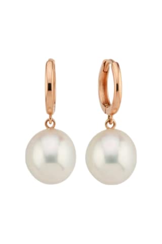 Beyaz Doğal İnci Halka Küpe 7 Mm Rose