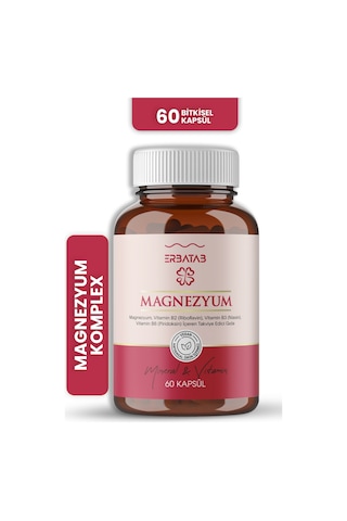 Erbatab Magnezyum Bisglisinat Sitrat Malat & Vitamin B2 B3 B6 3'lü Form 60 Kapsül
