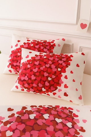 Lionas Desenli Pamuklu Kalpli Desen Yastık Kılıfı 2 Adet 50 X 70 Cm Koyu Kırmızı