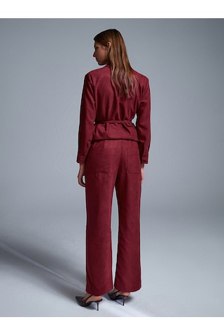 Dilvin 72164 Beli Lastikli Süet Pantolon-bordo Bordo
