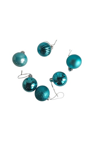 Yılbaşı Top Süs 4cm 6lı Mavi Mat Parlak Simli