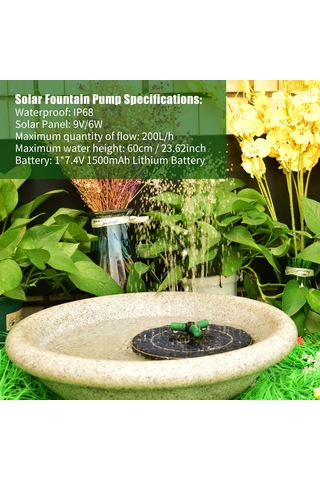 Lemestar Güneş Enerjili 6w Süngerli Su Pompa, 360 Döner Başlık, Renkli Led Işık Ve 1500mah Batarya İle Akıllı Su Kısmı Koruma Fon