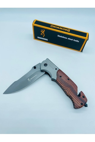 Browning Marka Ahşapkasa Yarıotomatik Kamp Çakı //b123-23cm Kahverengi