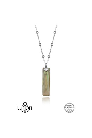 Union Swarovski Crystal Kadın Yeşil Baget Gümüş Kolye